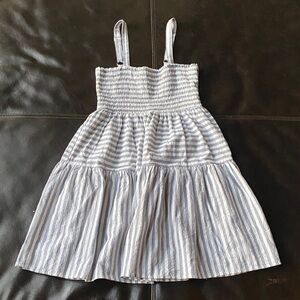 Elegant Blue and White Striped Dress